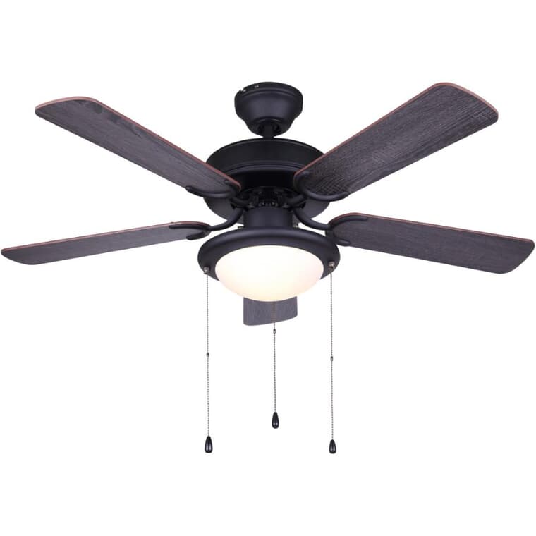 Cutler 42" Ceiling Fan with Light - Reversible Blades, Matte Black