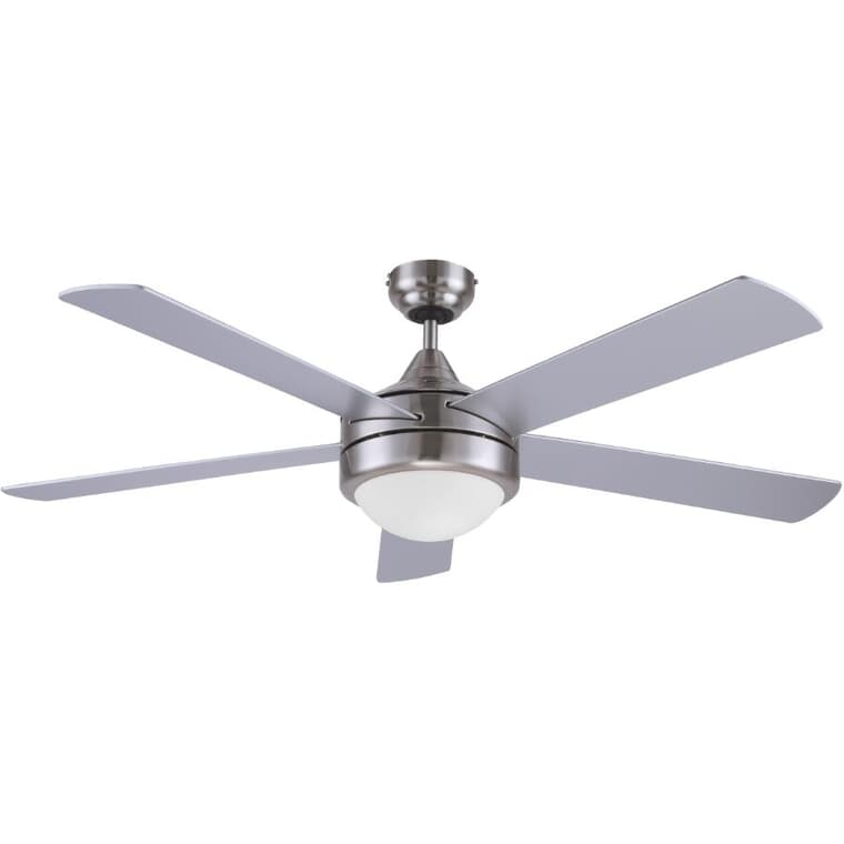 Preston 52" Ceiling Fan with Light & Remote - Reversible Blades, Brushed Nickel
