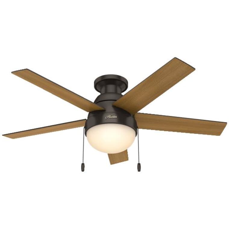 Anslee 46" Low Profile Ceiling Fan with LED Light - Reversible Blades, Premier Bronze