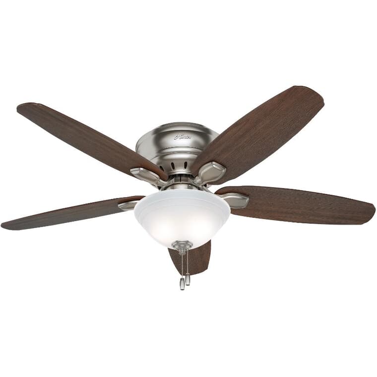 Fremont 52" Low Profile Ceiling Fan with LED Light - Reversible Blades, Brushed Nickel