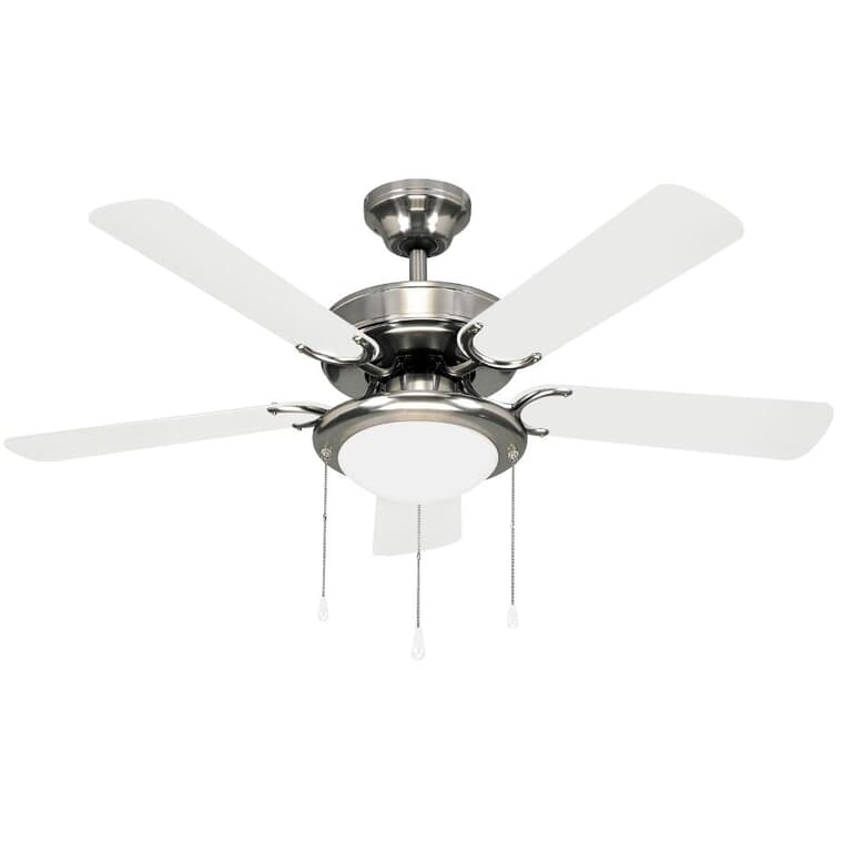 Eclipse 42" Ceiling Fan with Light - Reversible Blades, Brushed Pewter
