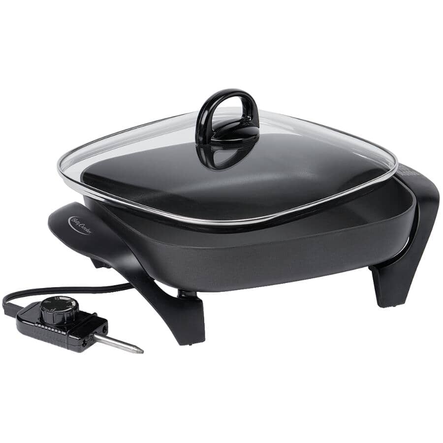 BETTY CROCKER:Square Deep Non-Stick Electric Skillet with Glass Lid - 12"