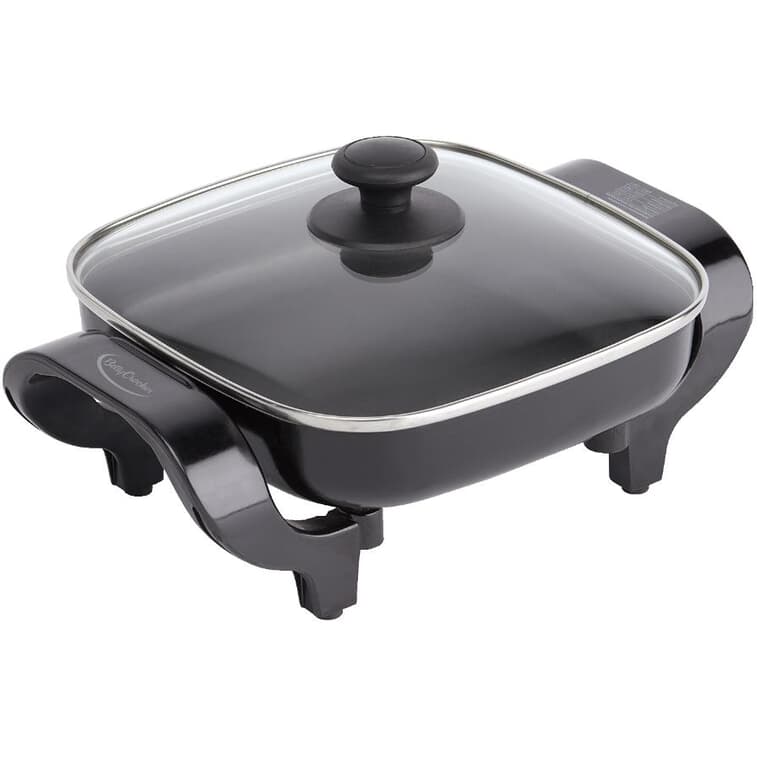 Square Non-Stick Electric Skillet with Glass Lid - 8"