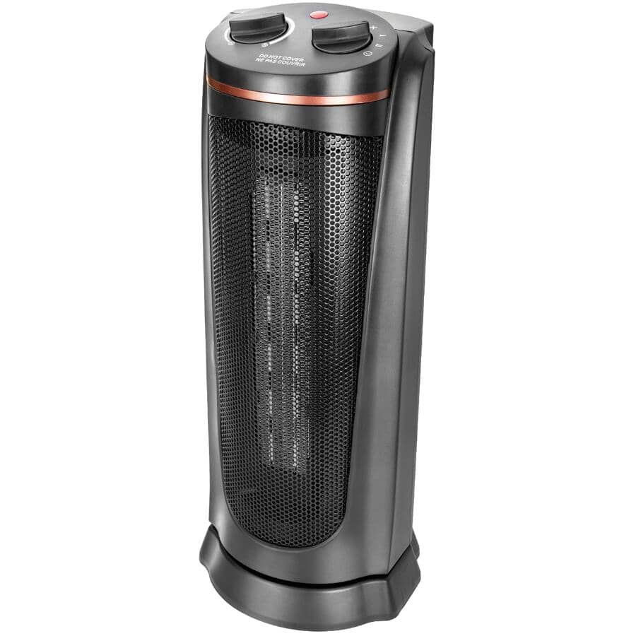 CLASSIC:750W - 1500W Oscillating Ceramic Heater - with Adjustable Thermostat, Black