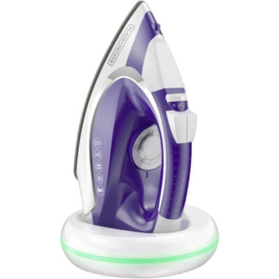 fer a repasser a vapeur sans cordon avec arret automatique a 3 positions et systeme autonettoyant de 1500 watts violet black decker home hardware