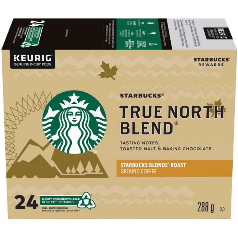 Starbucks True North Blend Blonde Roast Coffee K-Cup Pods - 24 Pack