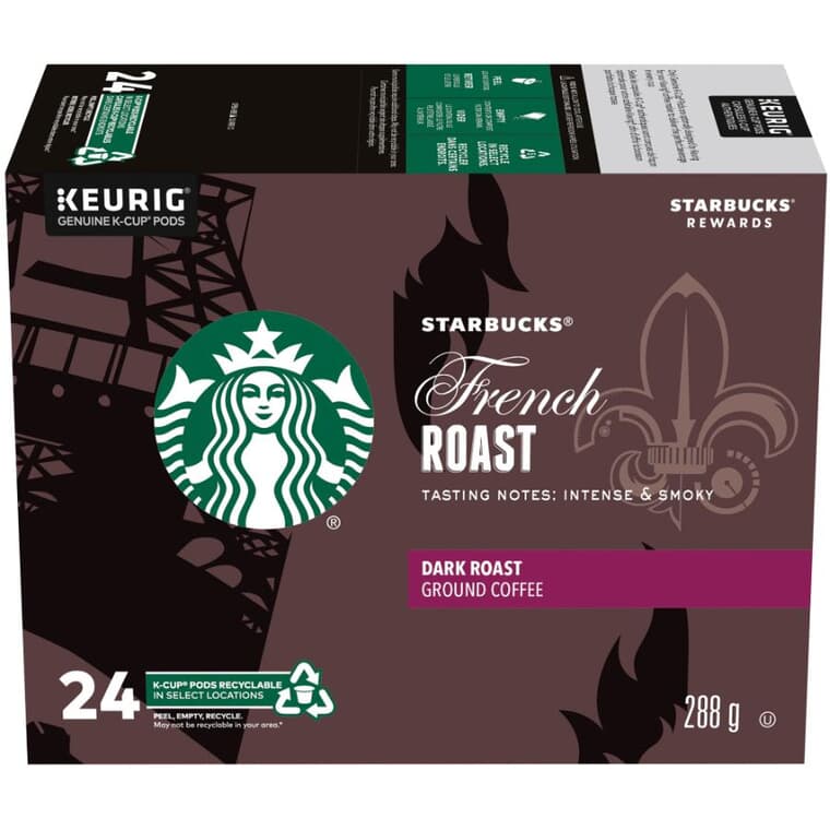 Starbucks French Dark Roast Coffee K-Cup Pods - 24 Pack