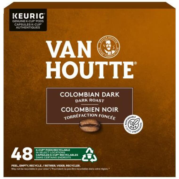 Capsules K-Cup de café colombien Van Houtte à torréfaction foncée, paquet de 48
