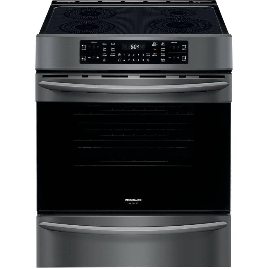 FRIGIDAIRE GALLERY:30" 5.4 cu. ft. Freestanding Smooth Top Electric Induction Range - Black Stainless Steel