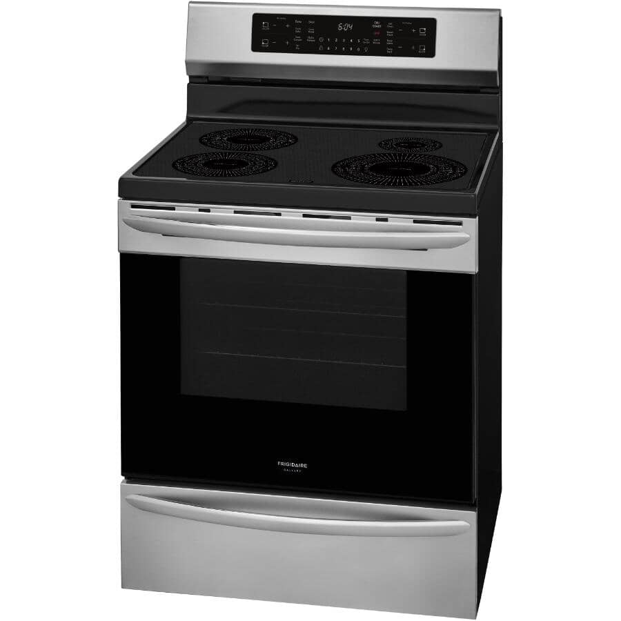 FRIGIDAIRE GALLERY:30" 5.4 cu. ft. Freestanding Smooth Top Electric Induction Range (GCRI305CAF) - with Air Fryer + Convection + Self Cleaning, Stainless Steel