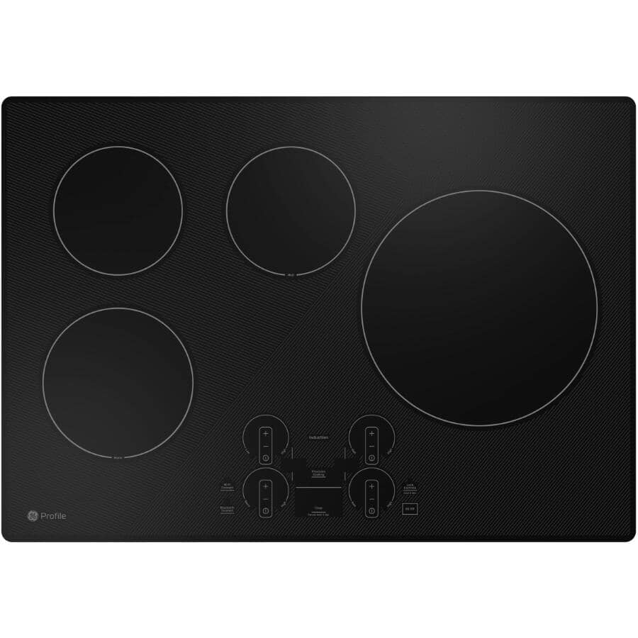 GE PROFILE:30" Built-In Induction Cooktop with Touch Controls + Wifi (PHP7030DTBB) - Black