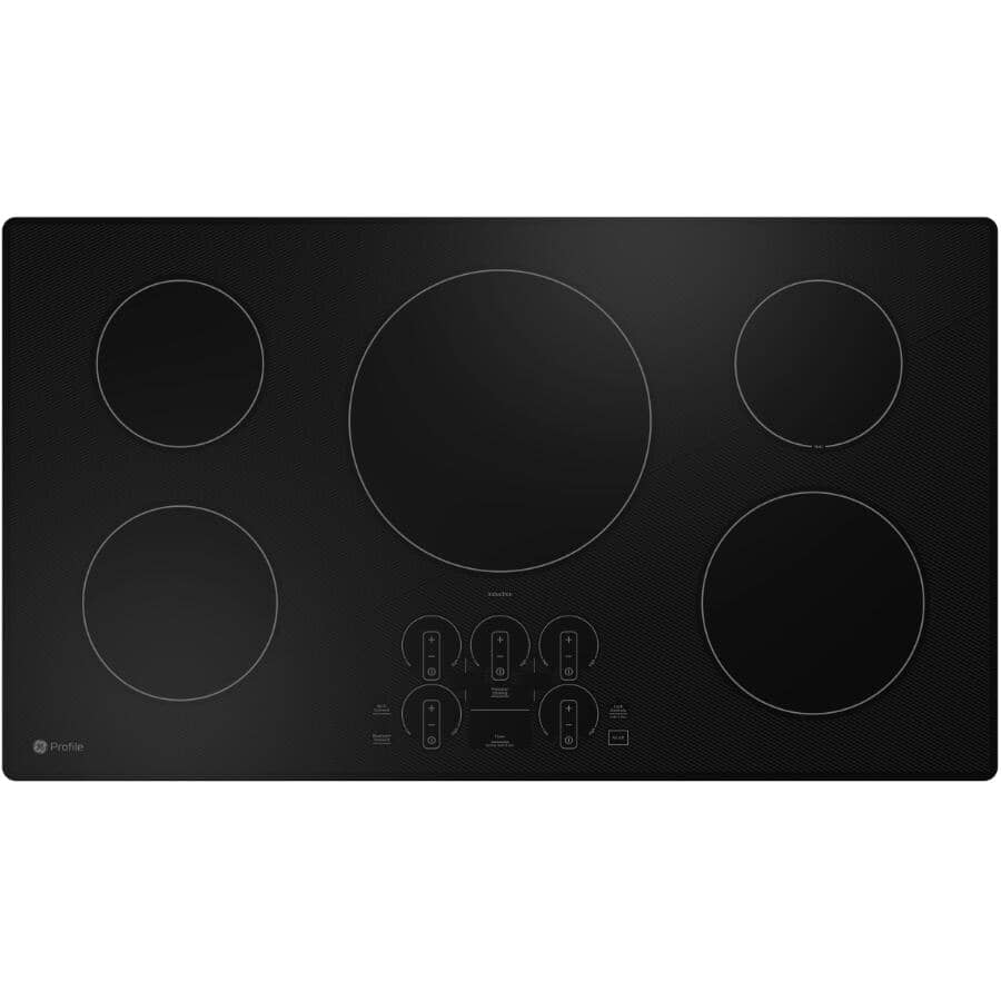 GE PROFILE:36" Built-In Induction Cooktop with Touch Controls + Wifi (PHP7036DTBB) - Black
