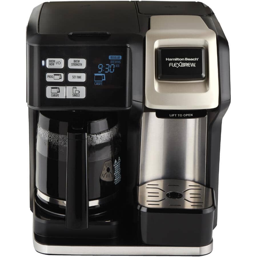 HAMILTON BEACH:FlexBrew 2-Way Programmable Drip Coffee Maker (49950C) - Stainless Steel & Black, 12 Cup