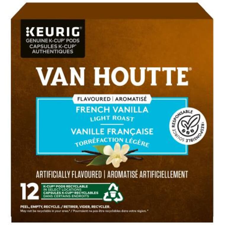 Van Houtte French Vanilla Light Roast Flavoured Coffee K-Cup Pods - 12 Pack
