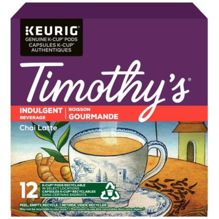 Timothy's Chai Latte K-Cup Pods - 12 Pack