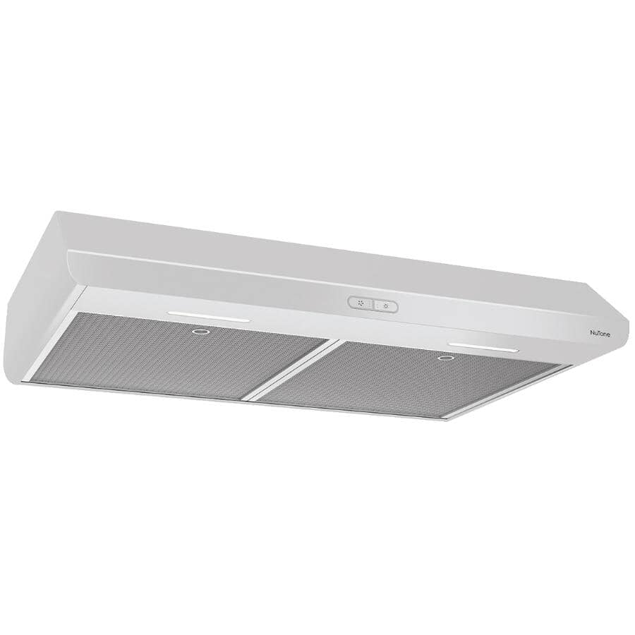 NUTONE:30" White Under Cabinet Range Hood with LED Flat Panel Touch Screen - 375 Max CFM