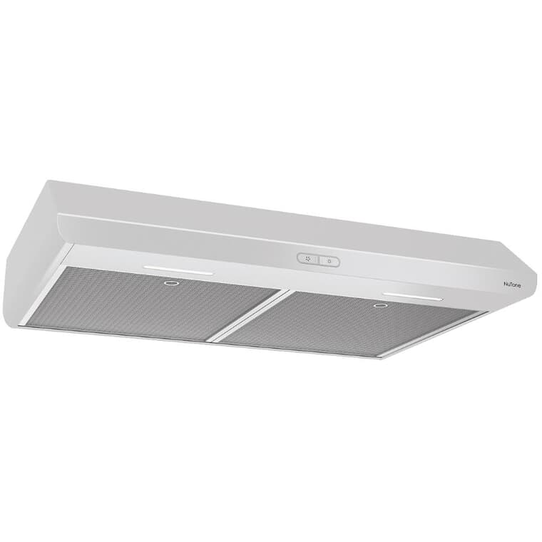 30" White Under Cabinet Range Hood with LED Flat Panel Touch Screen - 375 Max CFM