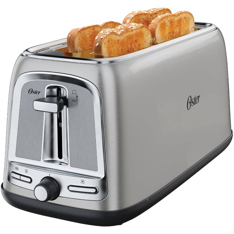 OSTER:4-Slice Toaster with Extra Wide & Long Slots - Stainless Steel