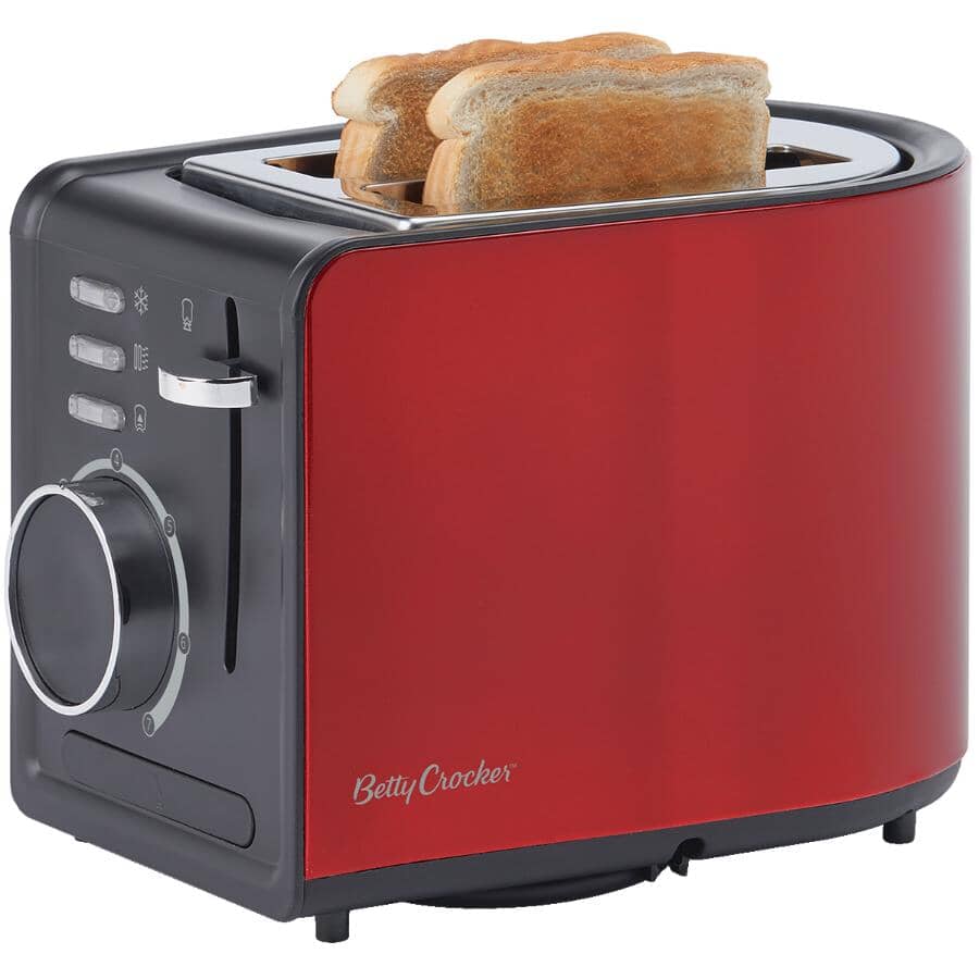 Metallic Red Toaster Betty Crocker 2 Slice Metallic Red Toaster, with Extra Wide Slots ...
