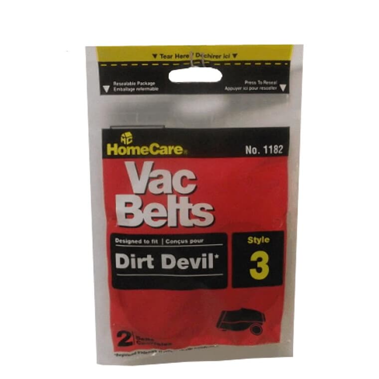 Courroie de style 3 pour aspirateur Dirt Devil, paquet de 2