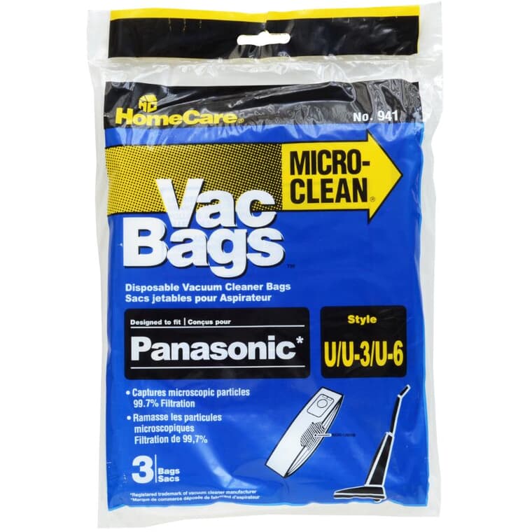 Style U Panasonic Vacuum Cleaner Bag - Microfiltration, 3 Pack