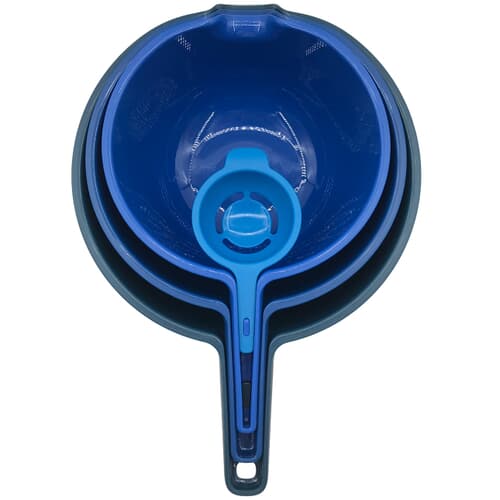 Plastic Mixing Bowl Set with Strainer & Egg Separator - 4 Piece
