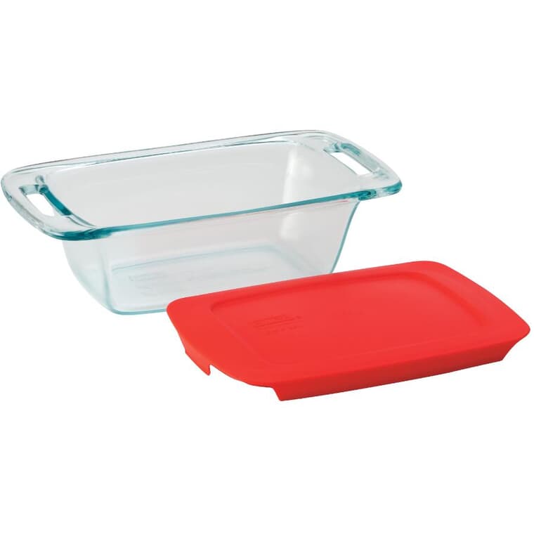 Easy Grab Glass Loaf Pan with Red Lid - 1.5 Qt