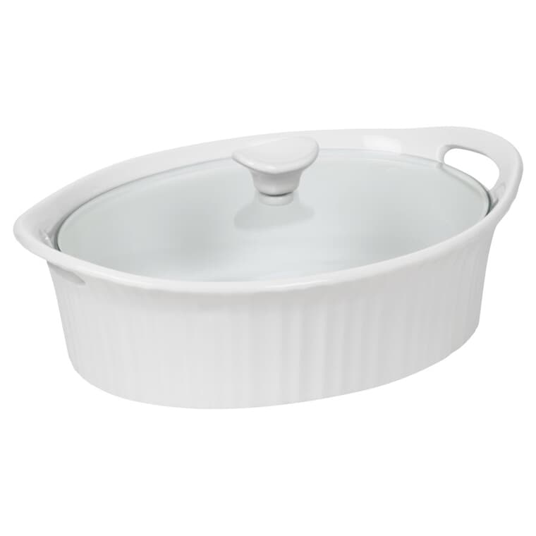 Oval Casserole Dish with Glass Lid - French White, 2.5 Qt
