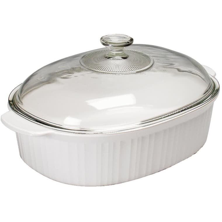 Oval Casserole Dish with Glass Lid - French White, 4.2 Qt