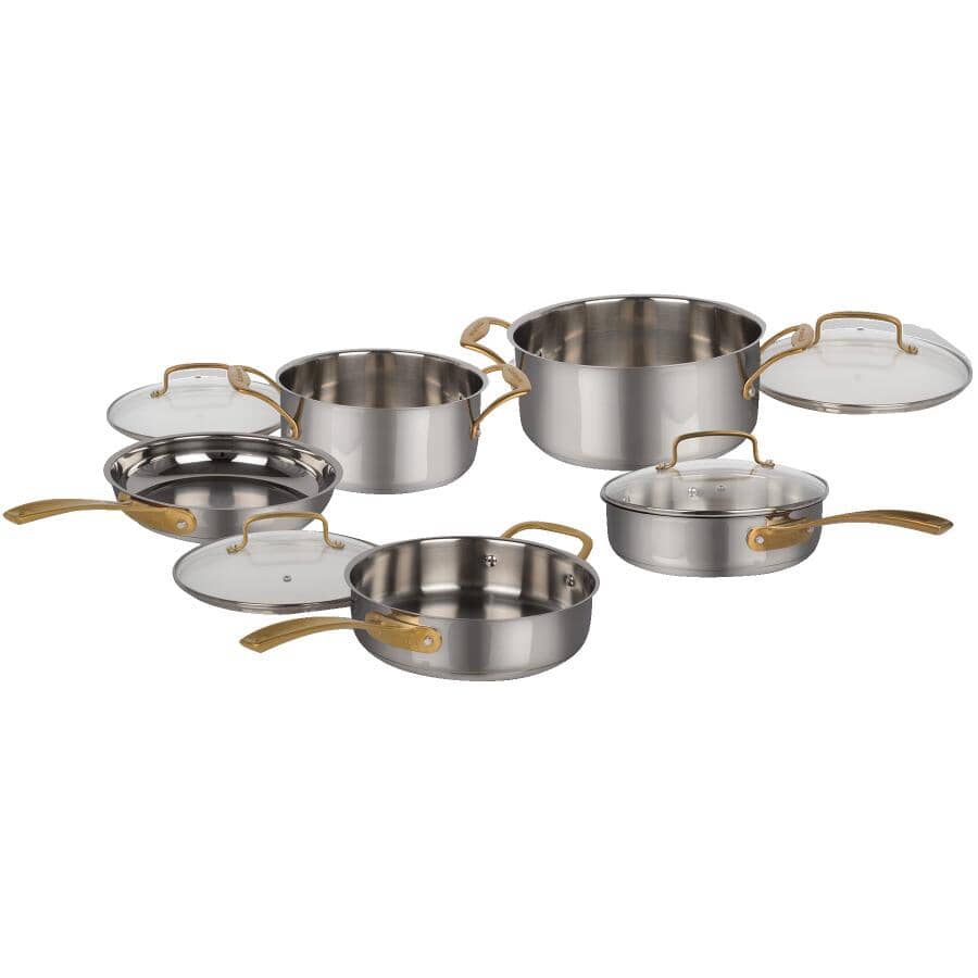 CUISINART:Metal Expressions Stainless Steel Cookware Set - with Glass Lids, 9 Piece