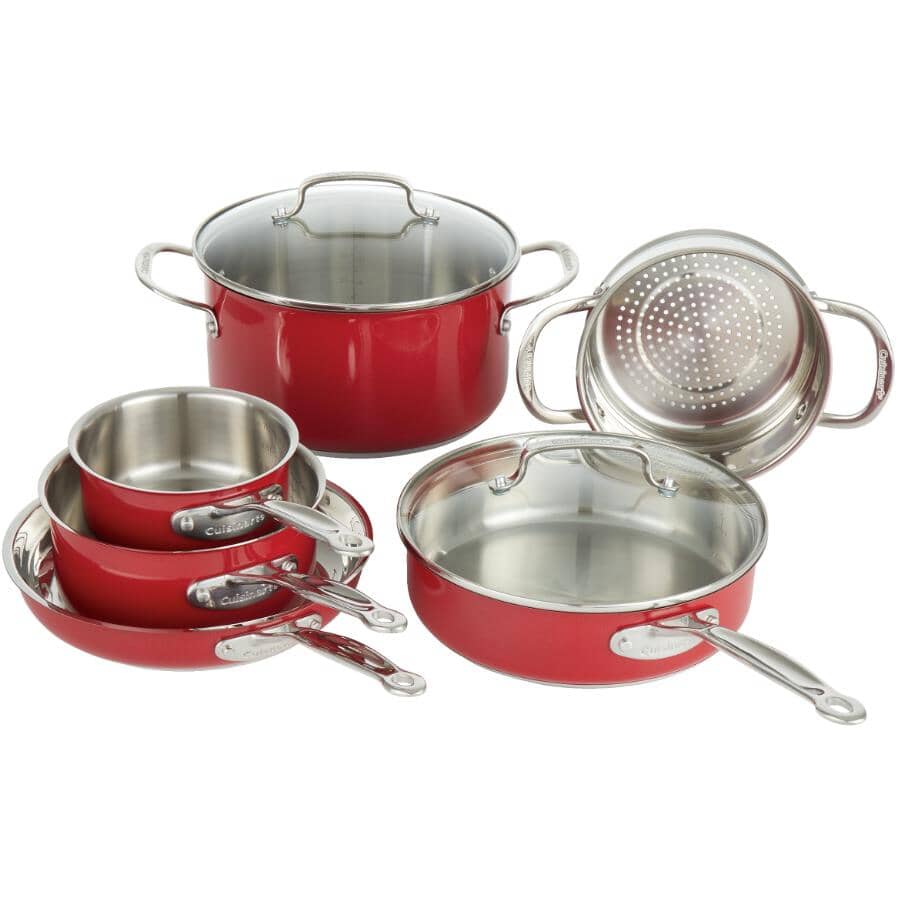 CUISINART:Classic Collection Stainless Steel Cookware Set - with Glass Lids, 10 Piece