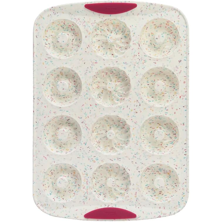 Silicone Mini Donut Pan - White Confetti, 12 Cup