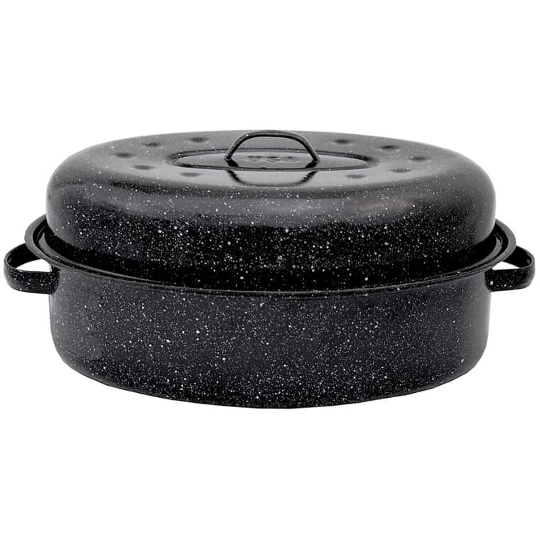 Oval Roasting Pan with Lid - 15 to 18 lb