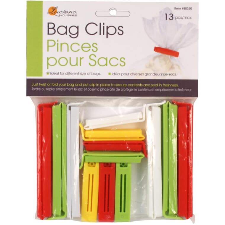 Snack Bag Clips - Assorted Colours, 13 Pack