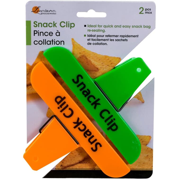 Snack Bag Clips - Assorted Colours, 2 Pack