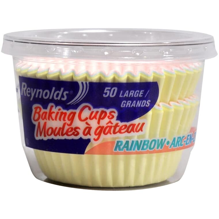 Large Rainbow Baking Cups - 50 Pack