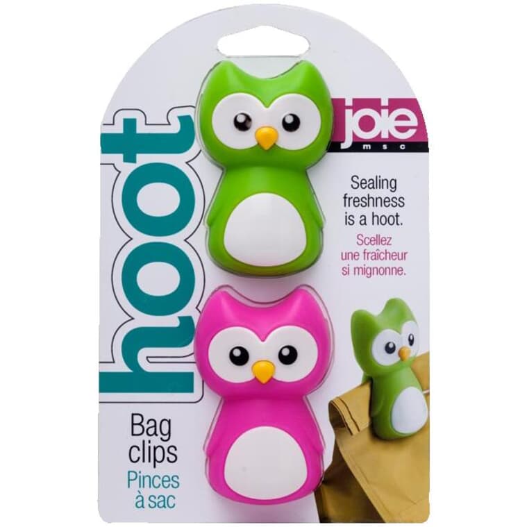 Hoot Snack Bag Clips - Assorted Colours, 2 Pack
