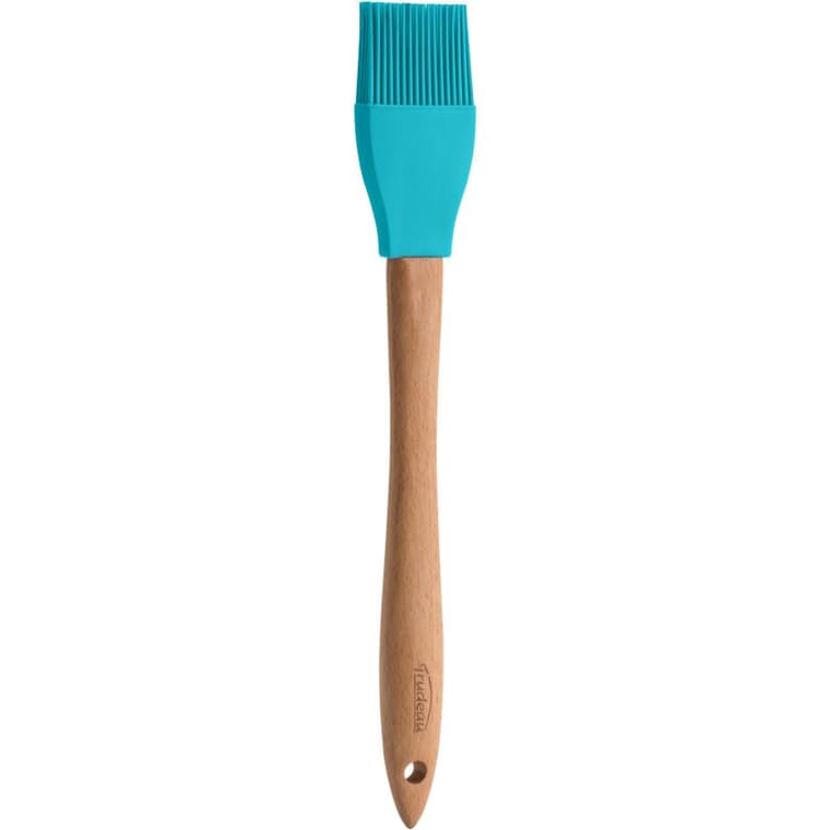 Silicone & Wood Basting Brush - Blue, 12"