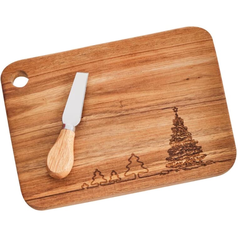 11" x 8" Tree Etched Cheese Board - with Spreader