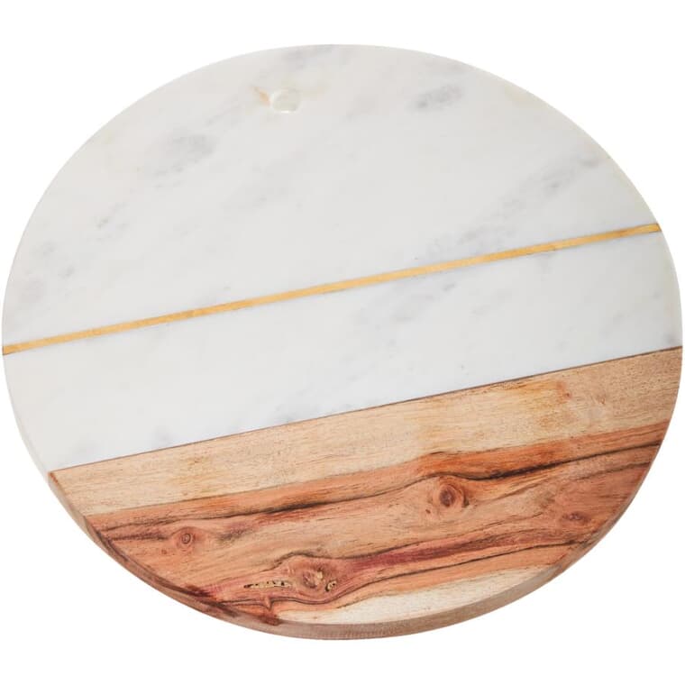 10" Marble & Wood Round Cutting Board