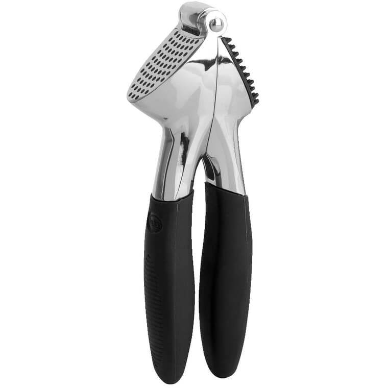 Stainless Steel Garlic Press with Black Handle