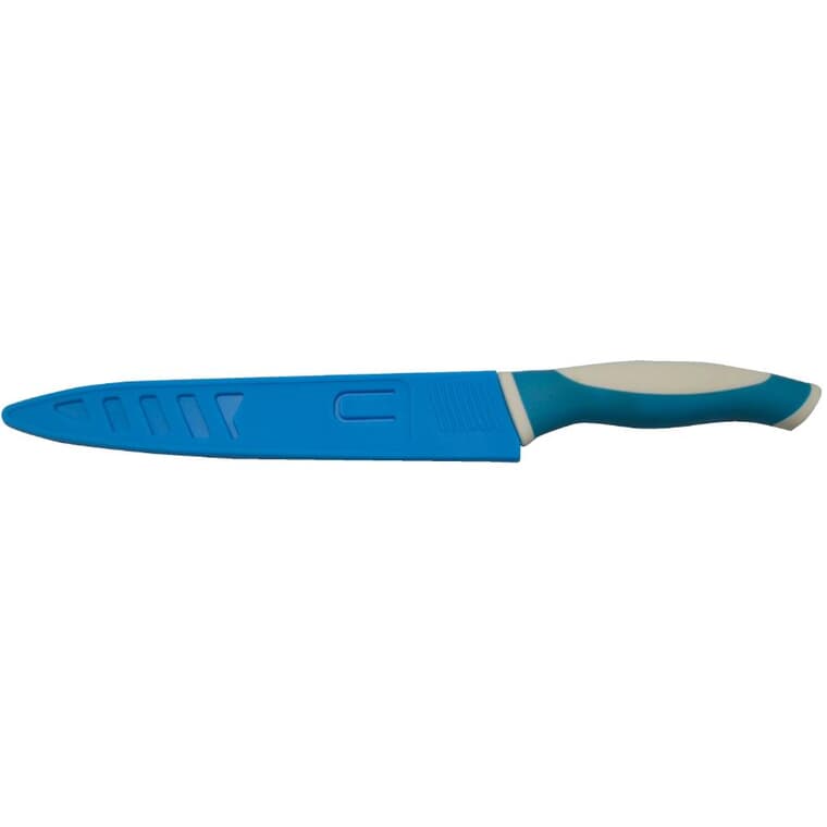 Couteau à découper avec gaine, bleu clair, 8 po