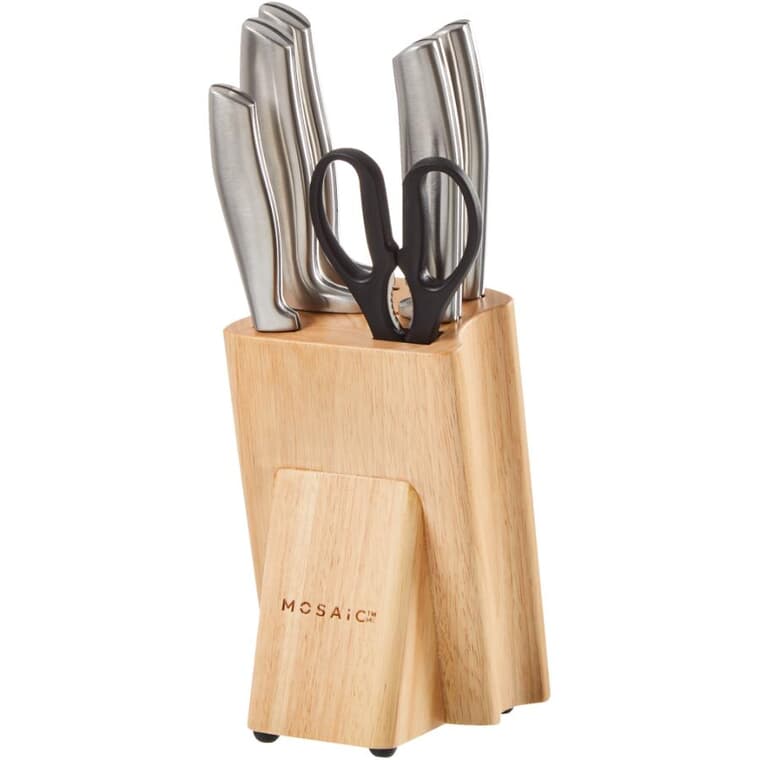 Kitchen Knife Set with Block - 7 Pc