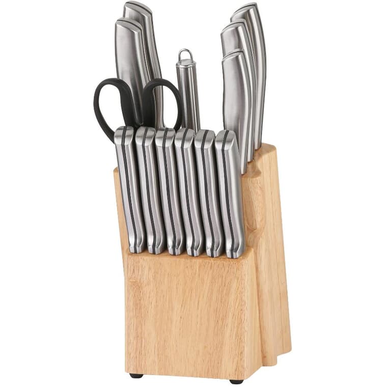 Kitchen Knife Set with Block - 14 Pc
