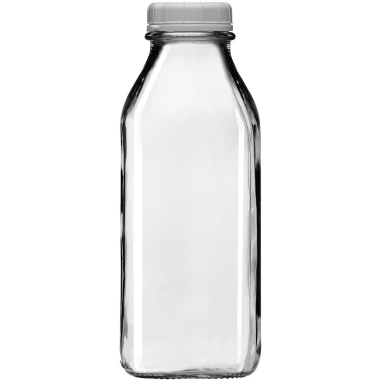 Glass Milk Bottle with Lid - 33.5 oz