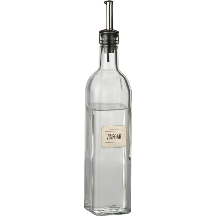 Glass Vinegar Bottle with Metal Plate - 16.91 oz