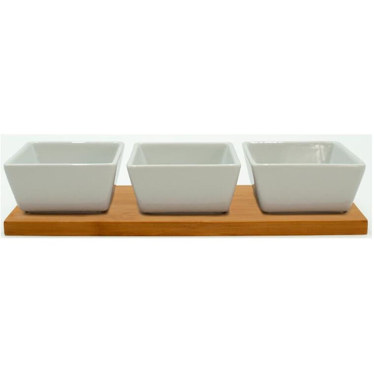 Tidbit Serving Set - with Bamboo Base, 4 Pieces