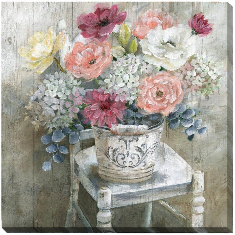 STREAMLINE ART:18" x 18" Flowers on a Chair Wall Plaque