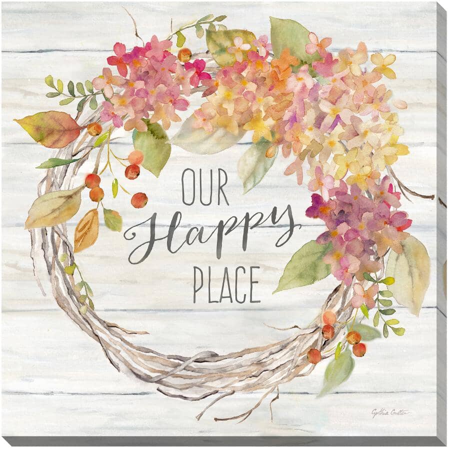 STREAMLINE ART:24" x 24" Wreath Our Happy Place Wall Plaque