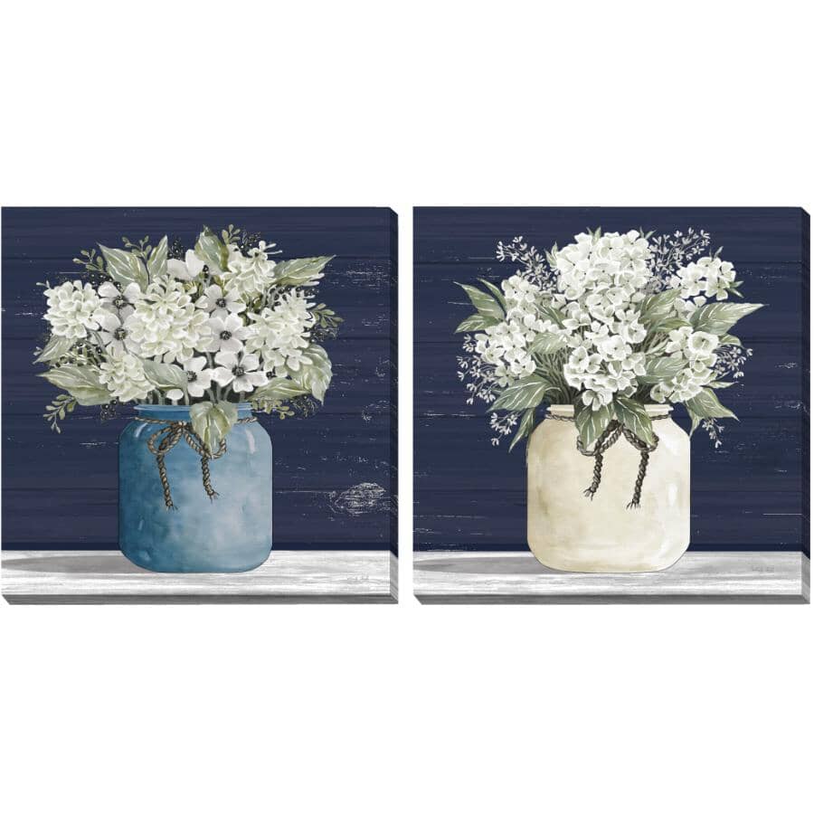 STREAMLINE ART:16" x 16" White Flowers Wall Plaques - 2 Pack